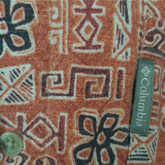Vintage 2002 Columbia Button Front Mens Shirt Tiki Tribal South Pacific Large - Picture 4 of 6